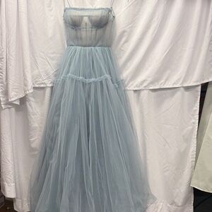 Millau Light Blue Tulle Maxi Dress